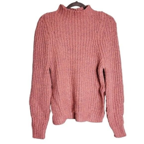 Leith Womens Ribbed Knit Mock Sweater Pullover XS Chunky Pink Rose - Picture 3 of 7